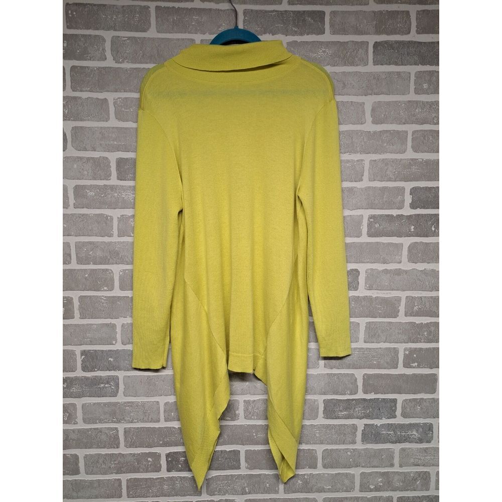 Chicos Cashmere‎ Blend Womens Turtleneck Asimetric Green Long Sweater Size Large